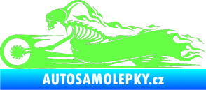 Samolepka Kostra na motorce s plameny levá Fluorescentní zelená