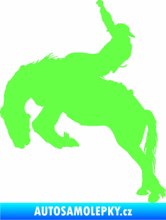 Samolepka Kovboj 001 levá rodeo na koni Fluorescentní zelená
