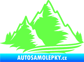 Samolepka Krajina hory 003 levá Fluorescentní zelená