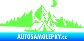 Samolepka Krajina hory 023 pravá kempování Fluorescentní zelená