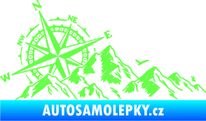 Samolepka Krajina hory 043 levá s kompasem Fluorescentní zelená