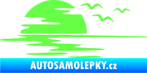 Samolepka Krajina moře 003 levá západ slunce odraz na hladině Fluorescentní zelená