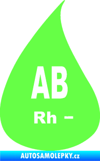 Samolepka Krevní skupina AB Rh- kapka Fluorescentní zelená