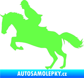 Samolepka Kůň 014 levá skok s jezdcem Fluorescentní zelená