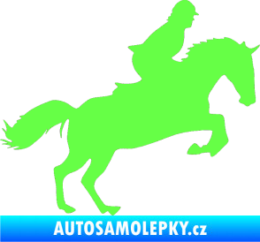 Samolepka Kůň 014 pravá skok s jezdcem Fluorescentní zelená