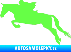 Samolepka Kůň 015 levá skok s jezdcem Fluorescentní zelená
