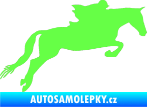 Samolepka Kůň 015 pravá skok s jezdcem Fluorescentní zelená