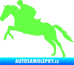 Samolepka Kůň 019 levá jezdec v sedle Fluorescentní zelená