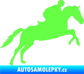 Samolepka Kůň 019 pravá jezdec v sedle Fluorescentní zelená