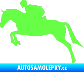 Samolepka Kůň 020 levá skok s jezdcem Fluorescentní zelená