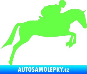 Samolepka Kůň 020 pravá skok s jezdcem Fluorescentní zelená