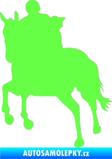 Samolepka Kůň 021 levá s jezdcem Fluorescentní zelená