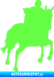 Samolepka Kůň 021 pravá s jezdcem Fluorescentní zelená