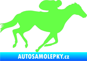 Samolepka Kůň 027 pravá závodí s jezdcem Fluorescentní zelená