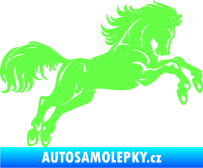 Samolepka Kůň 062 pravá ve skoku Fluorescentní zelená