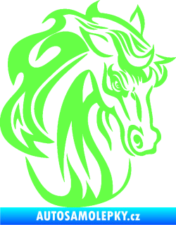 Samolepka Kůň 069 pravá hlava s hřívou Fluorescentní zelená
