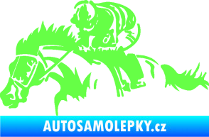 Samolepka Kůň 075 levá závod s jezdcem, dostihy Fluorescentní zelená