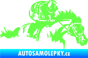 Samolepka Kůň 075 pravá závod s jezdcem, dostihy Fluorescentní zelená