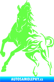 Samolepka Kůň 079 levá v plamenech Fluorescentní zelená