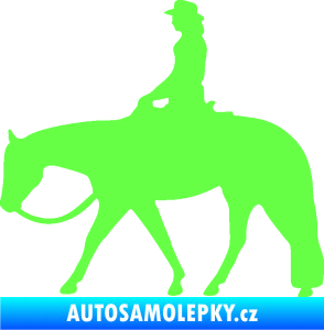Samolepka Kůň 082 levá kovbojka na koni Fluorescentní zelená