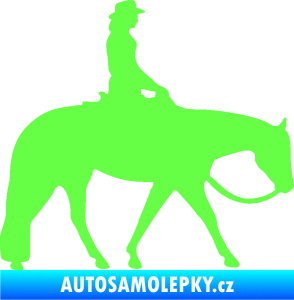 Samolepka Kůň 082 pravá kovbojka na koni Fluorescentní zelená