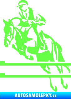 Samolepka Kůň 083 levá skok přes překážku Fluorescentní zelená