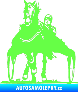 Samolepka Kůň klusák levá Fluorescentní zelená