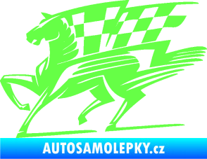 Samolepka Kůň racing 001 levá se šachovnicí Fluorescentní zelená