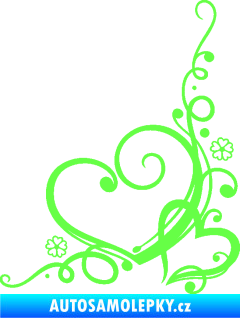 Samolepka Květina dekor 003 levá srdíčka Fluorescentní zelená