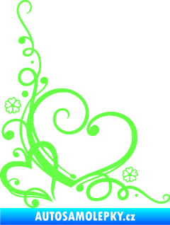 Samolepka Květina dekor 003 pravá srdíčka Fluorescentní zelená