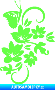 Samolepka Květina dekor 005 pravá s motýlkem Fluorescentní zelená
