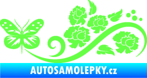 Samolepka Květina dekor 015 levá s motýlem Fluorescentní zelená