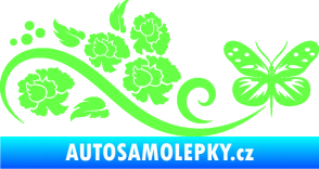Samolepka Květina dekor 015 pravá s motýlem Fluorescentní zelená