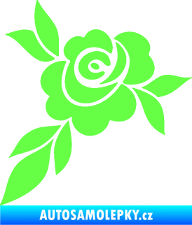 Samolepka Květina dekor 043 levá  květ růže s listy Fluorescentní zelená