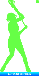 Samolepka Lakros 002 levá hráčka Fluorescentní zelená