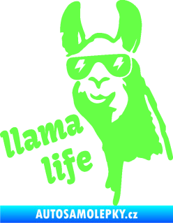 Samolepka Lama 004 llama life Fluorescentní zelená