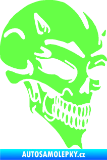 Samolepka Lebka 005 pravá čertí rohy Fluorescentní zelená
