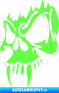 Samolepka Lebka 010 levá s upířími zuby Fluorescentní zelená