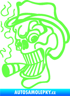 Samolepka Lebka 020 levá crazy s cigaretou Fluorescentní zelená