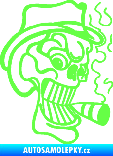 Samolepka Lebka 020 pravá crazy s cigaretou Fluorescentní zelená