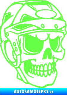 Samolepka Lebka 023 pravá hokejista Fluorescentní zelená