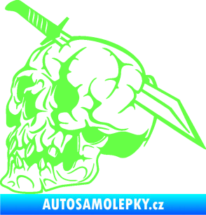 Samolepka Lebka 031 levá probodnutá nožem Fluorescentní zelená