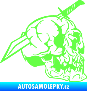 Samolepka Lebka 031 pravá probodnutá nožem Fluorescentní zelená