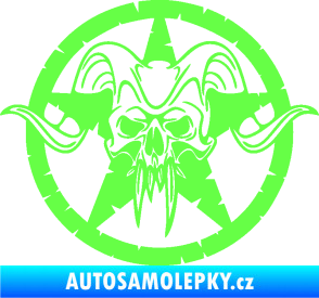 Samolepka Lebka 039 levá army hvězda Fluorescentní zelená