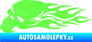 Samolepka Lebka 050 levá v plamenech Fluorescentní zelená