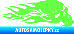 Samolepka Lebka 050 pravá v plamenech Fluorescentní zelená