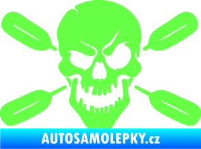 Samolepka Lebka 053 levá s pádly Fluorescentní zelená