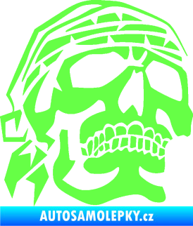 Samolepka Lebka pirát pravá Fluorescentní zelená