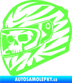 Samolepka Lebka s motohelmou 001 levá Fluorescentní zelená