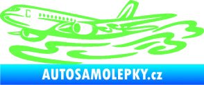 Samolepka Letadlo 026 levá v oblacích Fluorescentní zelená